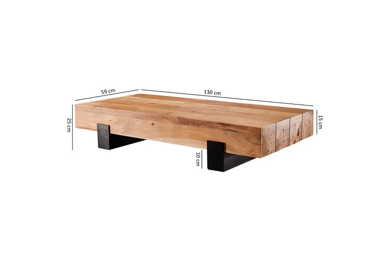 Sohvapöytä Fuks 130 cm - Akaasia/Ruskea/Musta - Huonekalut - Pöytä & ruokailuryhmä - Sohvapöytä