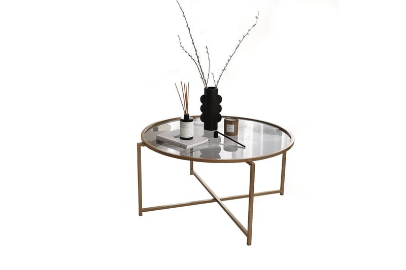 Sohvapöytä Fyste 83 cm Pyöreä - Kullan/savunvärinen - Huonekalut - Pöytä & ruokailuryhmä - Sohvapöytä