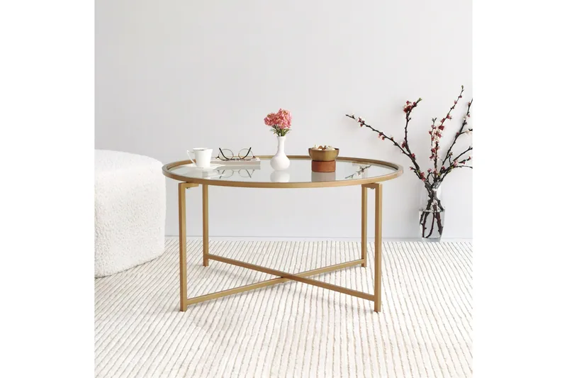 Sohvapöytä Fyste 83 cm Pyöreä - Kulta - Huonekalut - Pöytä & ruokailuryhmä - Sohvapöytä