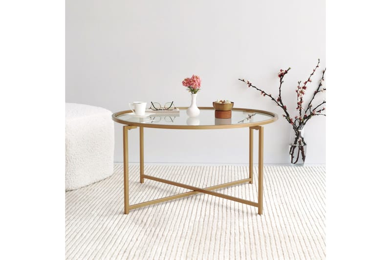 Sohvapöytä Fyste 83 cm Pyöreä - Kulta - Huonekalut - Pöytä & ruokailuryhmä - Sohvapöytä