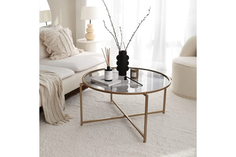 Sohvapöytä Fyste 83 cm Pyöreä - Kullan/savunvärinen - Huonekalut - Pöytä & ruokailuryhmä - Sohvapöytä