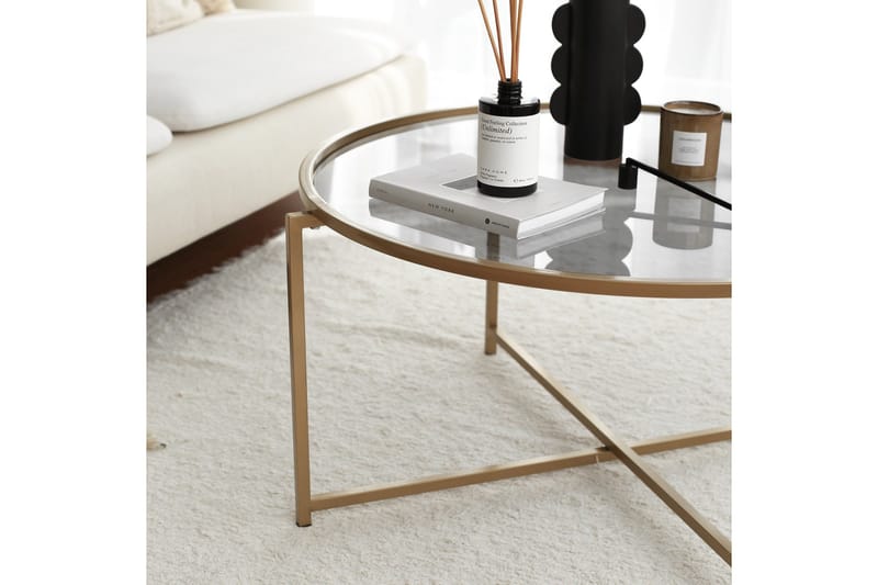 Sohvapöytä Fyste 83 cm Pyöreä - Kullan/savunvärinen - Huonekalut - Pöytä & ruokailuryhmä - Sohvapöytä