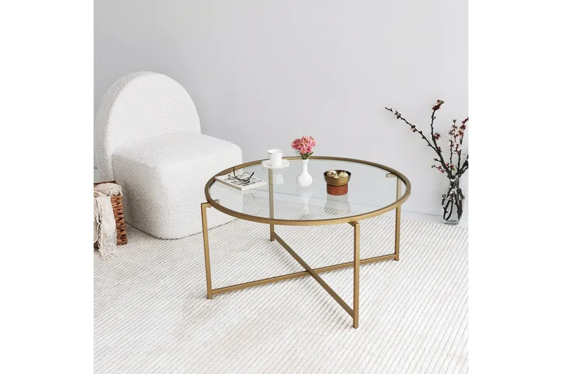 Sohvapöytä Fyste 83 cm Pyöreä - Kulta - Huonekalut - Pöytä & ruokailuryhmä - Sohvapöytä