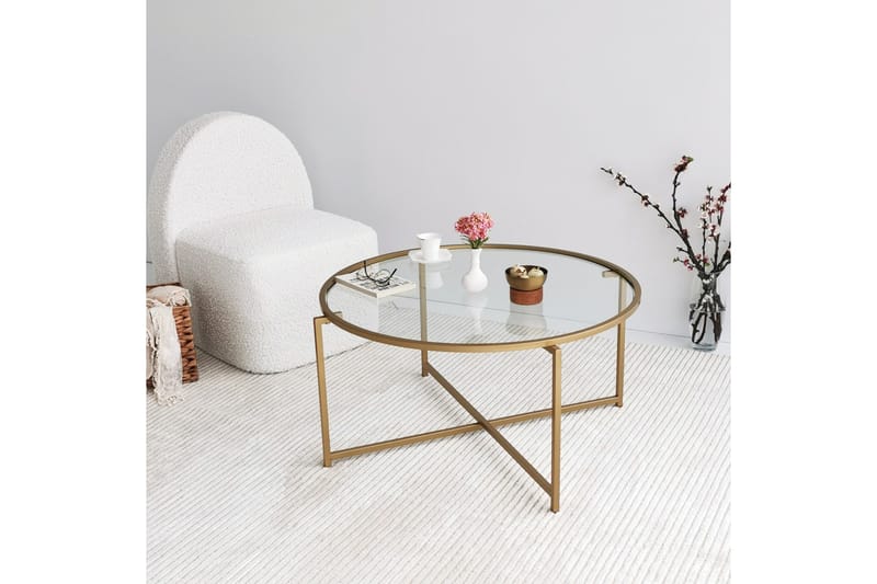 Sohvapöytä Fyste 83 cm Pyöreä - Kulta - Huonekalut - Pöytä & ruokailuryhmä - Sohvapöytä