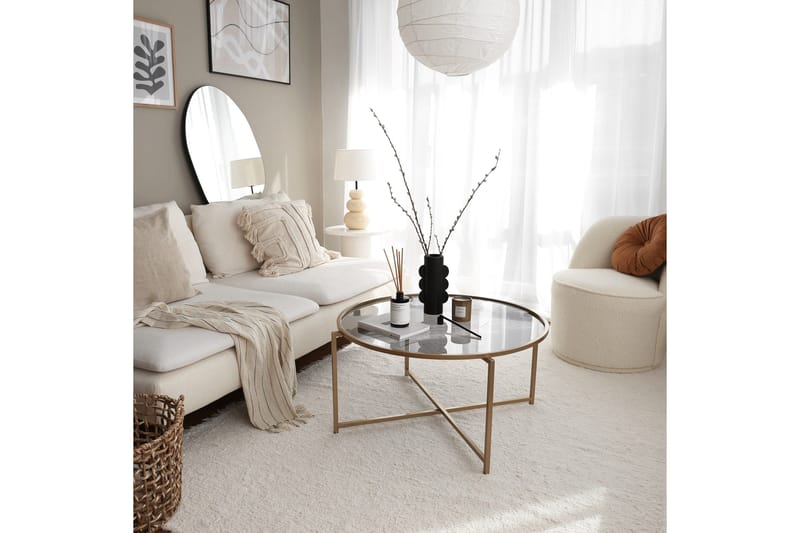 Sohvapöytä Fyste 83 cm Pyöreä - Kullan/savunvärinen - Huonekalut - Pöytä & ruokailuryhmä - Sohvapöytä