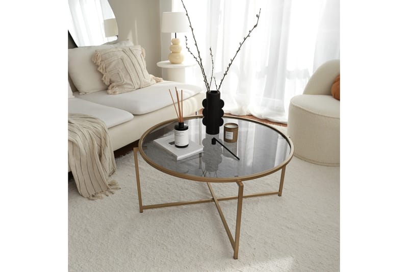 Sohvapöytä Fyste 83 cm Pyöreä - Kullan/savunvärinen - Huonekalut - Pöytä & ruokailuryhmä - Sohvapöytä