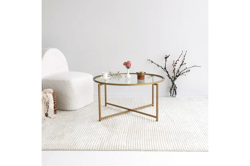 Sohvapöytä Fyste 83 cm Pyöreä - Kulta - Huonekalut - Pöytä & ruokailuryhmä - Sohvapöytä