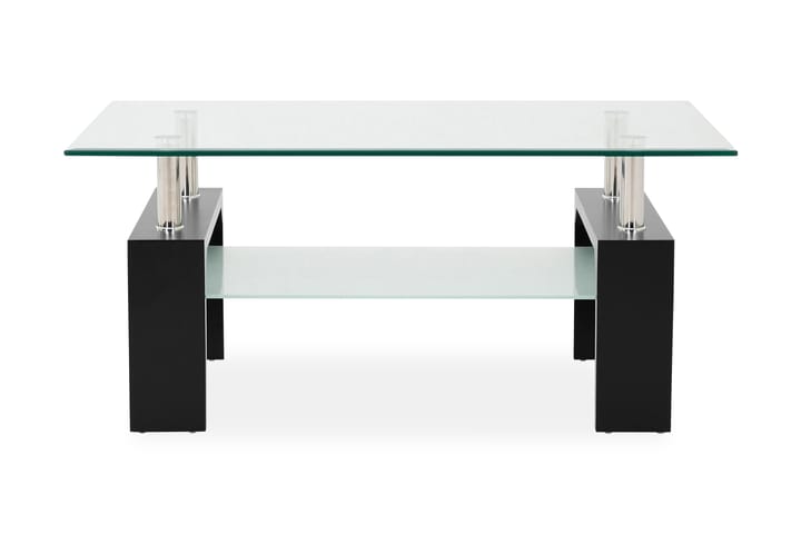 Sohvapöytä Gantu 100 cm Säilytyksellä Hylly - Lasi/Musta/Kromi - Sohvapöytä säilytystilalla - Sohvapöytä