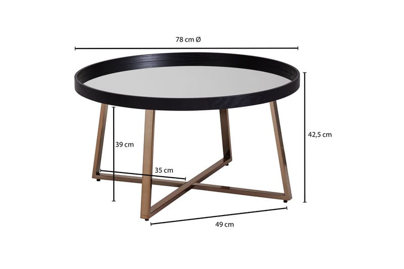 Sohvapöytä Gavaldon 78 cm Pyöreä - Lasi/Musta - Huonekalut - Pöytä & ruokailuryhmä - Sohvapöytä