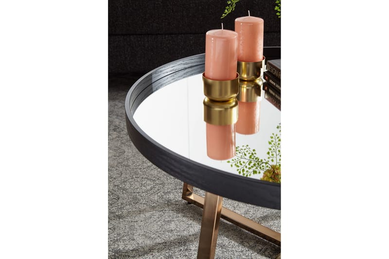 Sohvapöytä Gavaldon 78 cm Pyöreä - Lasi/Musta - Huonekalut - Pöytä & ruokailuryhmä - Sohvapöytä