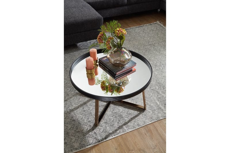 Sohvapöytä Gavaldon 78 cm Pyöreä - Lasi/Musta - Huonekalut - Pöytä & ruokailuryhmä - Sohvapöytä