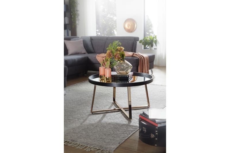 Sohvapöytä Gavaldon 78 cm Pyöreä - Lasi/Musta - Huonekalut - Pöytä & ruokailuryhmä - Sohvapöytä