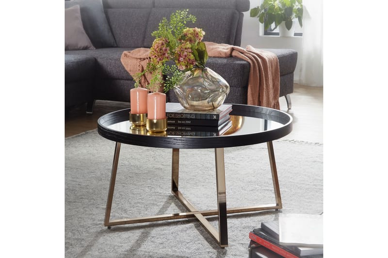 Sohvapöytä Gavaldon 78 cm Pyöreä - Lasi/Musta - Huonekalut - Pöytä & ruokailuryhmä - Sohvapöytä