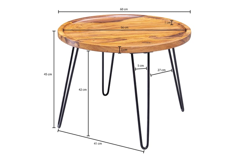 Sohvapöytä Giandelone 60 cm Pyöreä - Massiivi Puu/Musta - Huonekalut - Pöytä & ruokailuryhmä - Sohvapöytä
