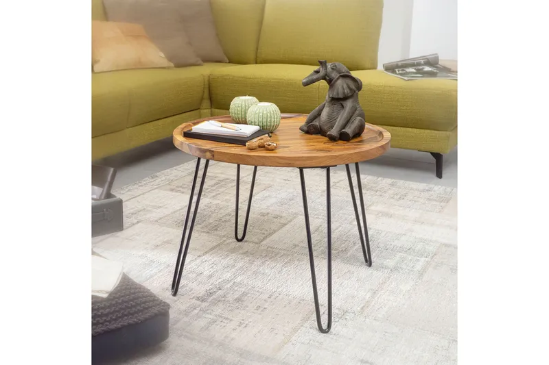 Sohvapöytä Giandelone 60 cm Pyöreä - Massiivi Puu/Musta - Huonekalut - Pöytä & ruokailuryhmä - Sohvapöytä