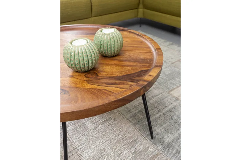 Sohvapöytä Giandelone 60 cm Pyöreä - Massiivi Puu/Musta - Huonekalut - Pöytä & ruokailuryhmä - Sohvapöytä