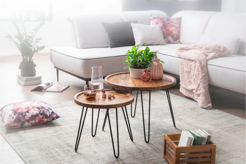 Sohvapöytä Giandelone 60 cm Pyöreä - Massiivi Puu/Musta - Huonekalut - Pöytä & ruokailuryhmä - Sohvapöytä