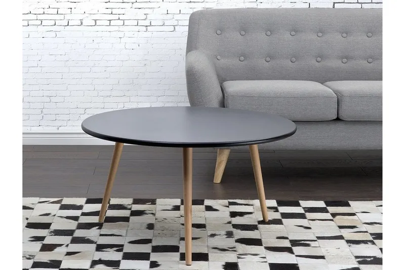 Sohvapöytä Giliberti 80 cm Pyöreä, Musta/Luonnonväri