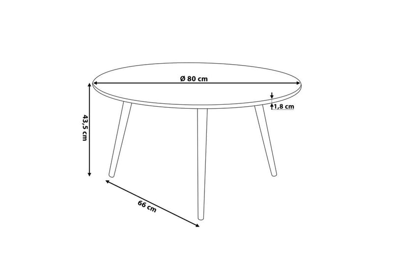 Sohvapöytä Giliberti 80 cm Pyöreä - Musta/Luonnonväri - Huonekalut - Pöytä & ruokailuryhmä - Sohvapöytä
