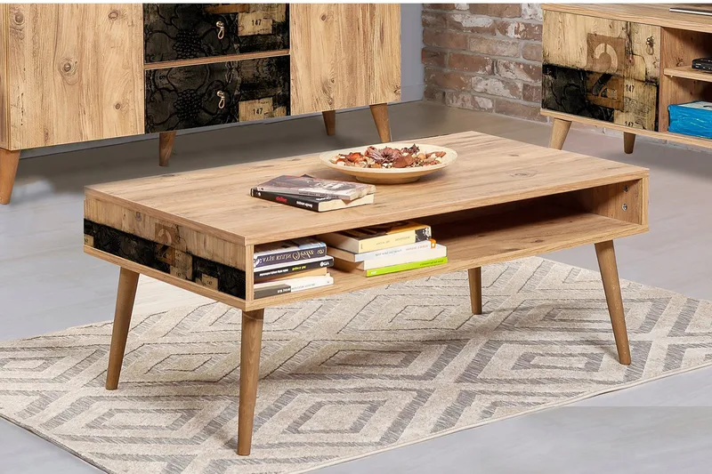 Sohvapöytä Gillberga 110 cm Säilytyksellä Hylly Kaksi - Luonnonväri - Huonekalut - Pöytä & ruokailuryhmä - Sohvapöytä