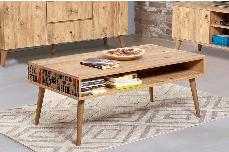 Sohvapöytä Gillberga 110 cm Säilytyksellä Hylly Teksti - Luonnonväri - Huonekalut - Pöytä & ruokailuryhmä - Sohvapöytä