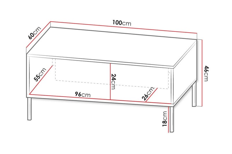 Sohvapöytä Glenndale 60 cm - Musta - Huonekalut - Pöytä & ruokailuryhmä - Sohvapöytä