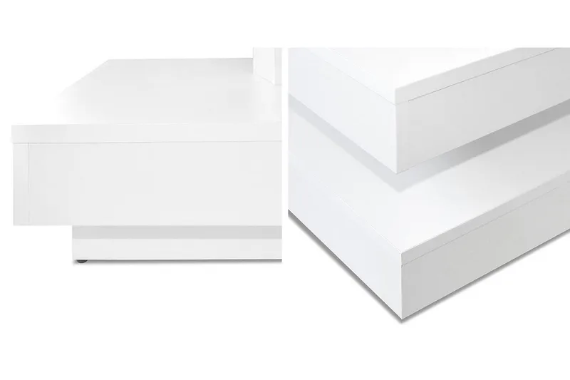 Sohvapöytä Gornji 70 cm Pyörivä Säilytyksellä Hylly - Valkoinen - Huonekalut - Pöytä & ruokailuryhmä - Sohvapöytä