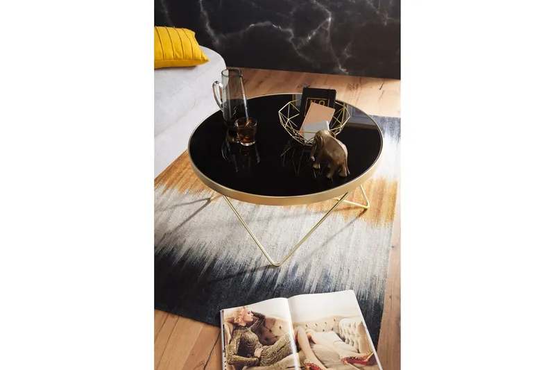 Sohvapöytä Grausam 82 cm Pyöreä - Musta/Kulta - Huonekalut - Pöytä & ruokailuryhmä - Sohvapöytä