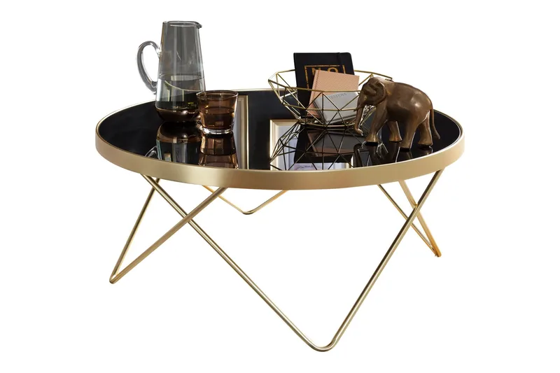 Sohvapöytä Grausam 82 cm Pyöreä, Musta/Kulta