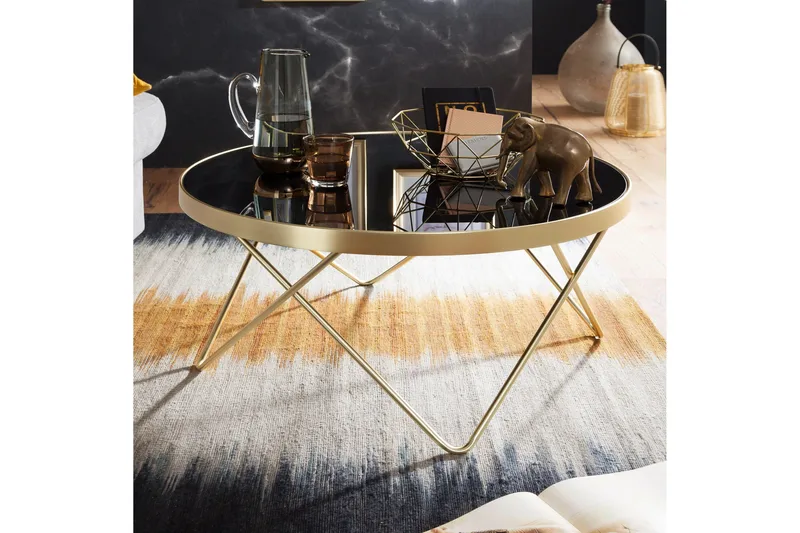 Sohvapöytä Grausam 82 cm Pyöreä - Musta/Kulta - Huonekalut - Pöytä & ruokailuryhmä - Sohvapöytä