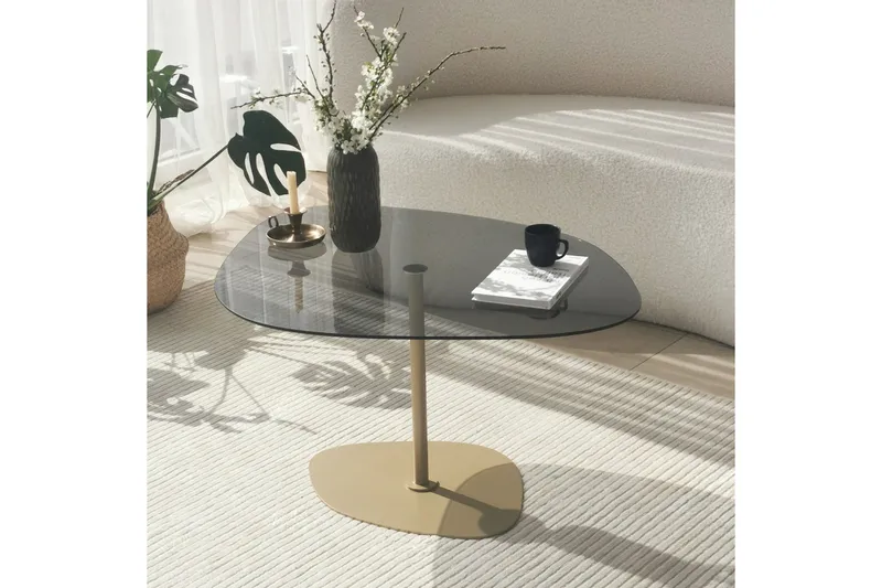 Sohvapöytä Greevston 85 cm - Harmaa/Kulta - Huonekalut - Pöytä & ruokailuryhmä - Sohvapöytä