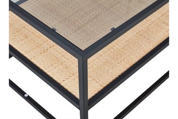Sohvapöytä Gryttom 120 cm Säilytyksellä Hylly - Lasi/Rottinki/Musta - Huonekalut - Pöytä & ruokailuryhmä - Sohvapöytä