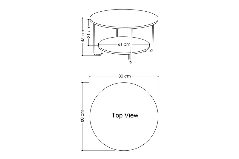 Sohvapöytä Gudmuntorp 80 cm Pyöreä Säilytyksellä Hylly - Valkoinen/Musta - Huonekalut - Pöytä & ruokailuryhmä - Sohvapöytä