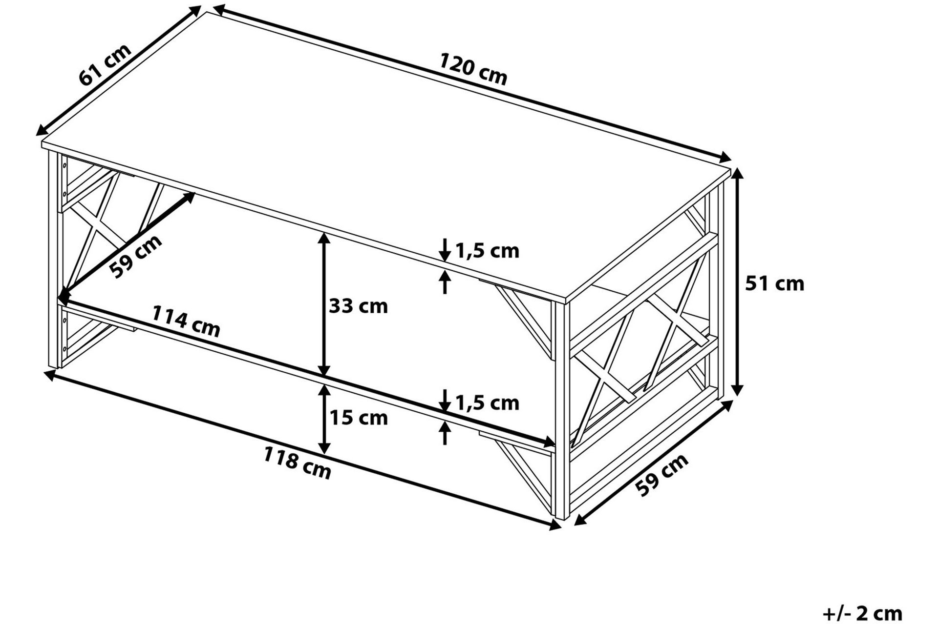 Sohvapöytä Handing 120 cm Säilytyksellä Hylly - Ruskeanharmaa - Huonekalut - Pöytä & ruokailuryhmä - Sohvapöytä