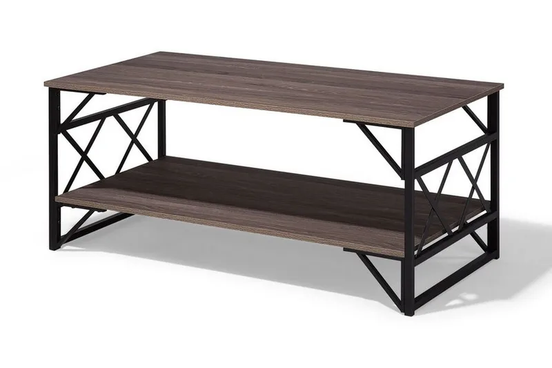 Sohvapöytä Handing 120 cm Säilytyksellä Hylly - Ruskeanharmaa - Huonekalut - Pöytä & ruokailuryhmä - Sohvapöytä