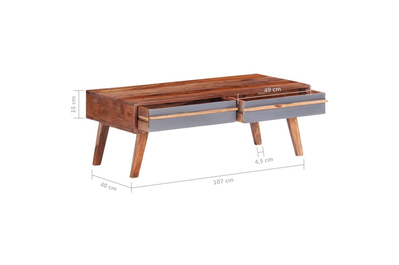 Sohvapöytä harmaa 110x50x40 cm täysi seesampuu - Harmaa - Huonekalut - Pöytä & ruokailuryhmä - Sohvapöytä
