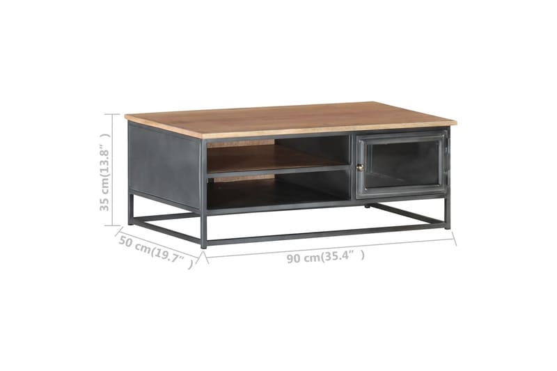 Sohvapöytä harmaa 90x50x35 cm täysi akaasiapuu - Harmaa - Huonekalut - Pöytä & ruokailuryhmä - Sohvapöytä