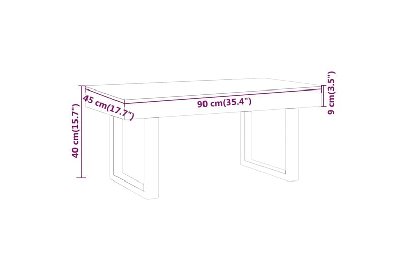 Sohvapöytä harmaa ja musta 90x45x40 cm MDF ja rauta - Harmaa - Sohvapöytä