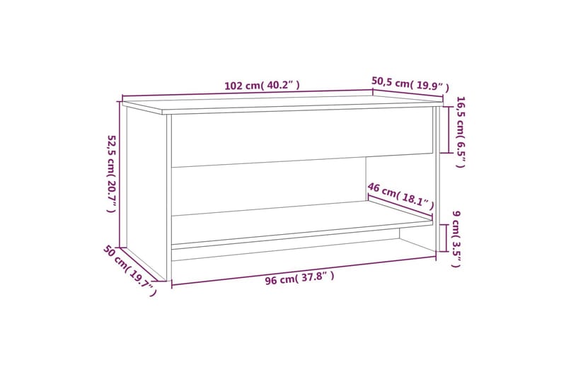 Sohvapöytä harmaa Sonoma 102x50x52,5 cm tekninen puu - Harmaa - Huonekalut - Pöytä & ruokailuryhmä - Sohvapöytä