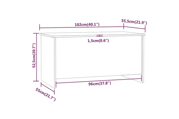 Sohvapöytä harmaa Sonoma 102x55,5x52,5 cm tekninen puu - Harmaa - Sohvapöytä