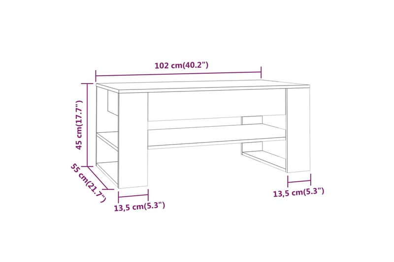 Sohvapöytä harmaa Sonoma 102x55x45 cm tekninen puu - Harmaa - Huonekalut - Pöytä & ruokailuryhmä - Sohvapöytä