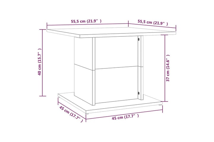 Sohvapöytä harmaa Sonoma 55,5x55,5x40 cm lastulevy - Harmaa - Sohvapöytä