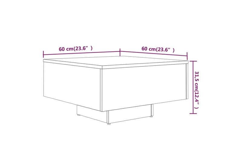 Sohvapöytä harmaa Sonoma 60x60x31,5 cm tekninen puu - Harmaa - Huonekalut - Pöytä & ruokailuryhmä - Sohvapöytä
