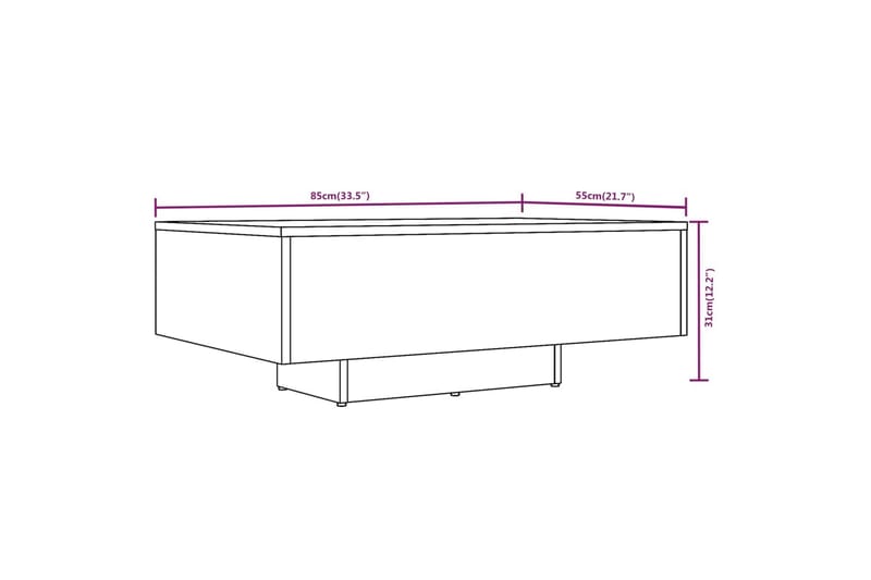 Sohvapöytä harmaa Sonoma 85x55x31 cm tekninen puu - Harmaa - Huonekalut - Pöytä & ruokailuryhmä - Sohvapöytä
