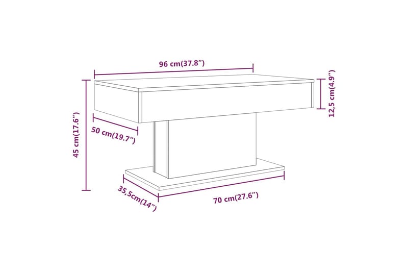 Sohvapöytä harmaa Sonoma 96x50x45 cm tekninen puu - Harmaa - Huonekalut - Pöytä & ruokailuryhmä - Sohvapöytä