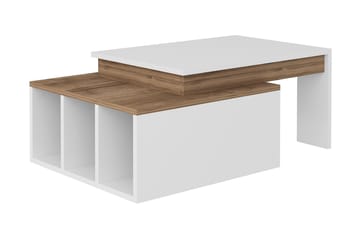 Sohvapöytä Heathow 90 cm Säilytyksellä Hyllyt - Valkoinen/Puu - Huonekalut - Pöytä & ruokailuryhmä - Sohvapöytä