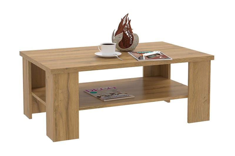 Sohvapöytä Hemdean 107 cm Säilytyksellä Hylly - Ruskea - Huonekalut - Pöytä & ruokailuryhmä - Sohvapöytä