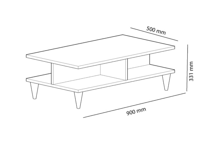 Sohvapöytä Homeier 90 cm Säilytyksellä Hylly - Tammenväri/Musta - Sohvapöytä