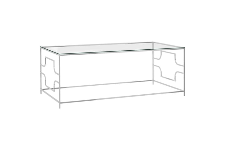 Sohvapöytä hopea 120x60x45 cm ruostumaton teräs ja lasi - Hopea - Sohvapöytä
