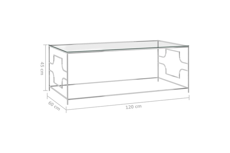 Sohvapöytä hopea 120x60x45 cm ruostumaton teräs ja lasi - Hopea - Huonekalut - Pöytä & ruokailuryhmä - Sohvapöytä